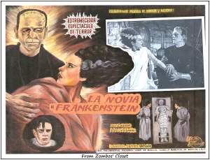 Bride of Frankenstein Mexican lobby card from film festival Bride of Frankenstein Mexican lobby card from film festival