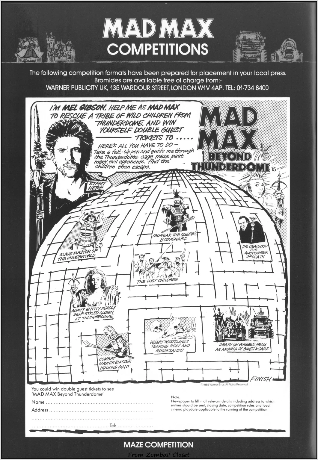 Mad Max Beyond Thunderdome 1985 pressbook