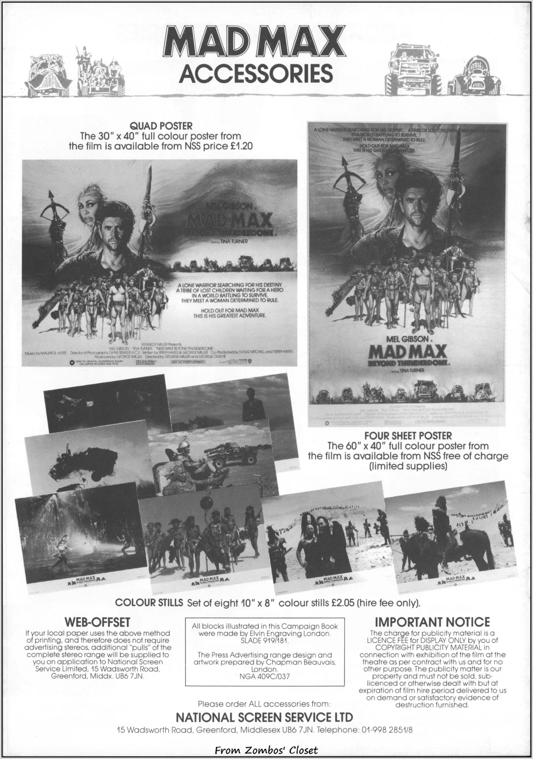 Mad Max Beyond Thunderdome 1985 pressbook