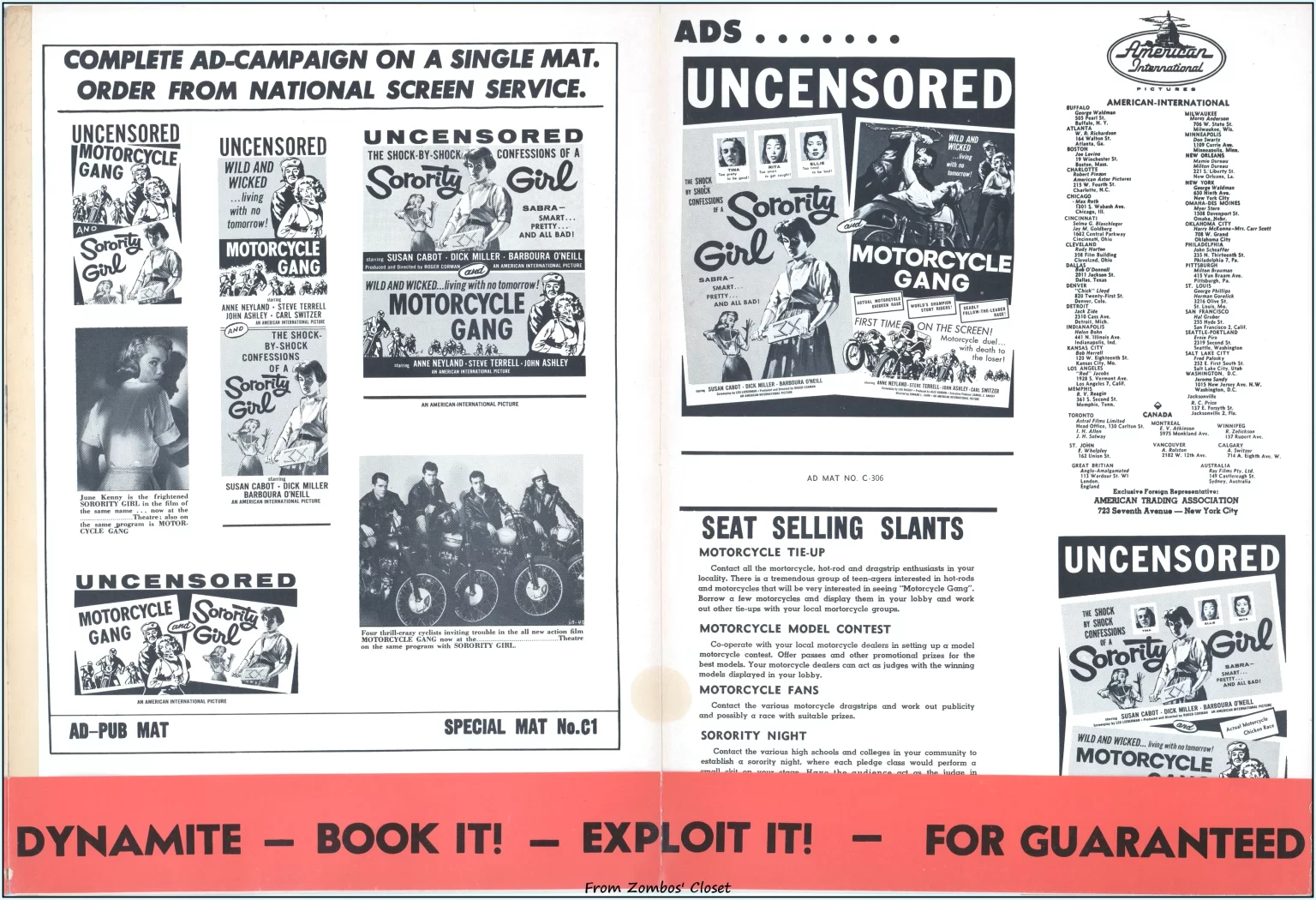 Double Bill pressbook for Motorcycle Gang and Sorority Girl Double Bill pressbook for Motorcycle Gang and Sorority Girl