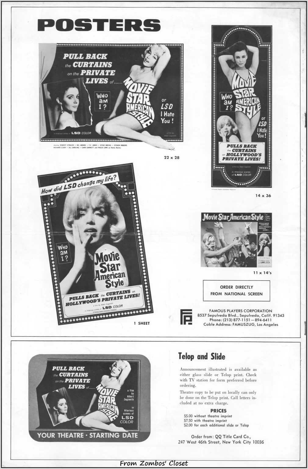 Movie Star American Style or LSD movie pressbook Movie Star American Style or LSD movie pressbook