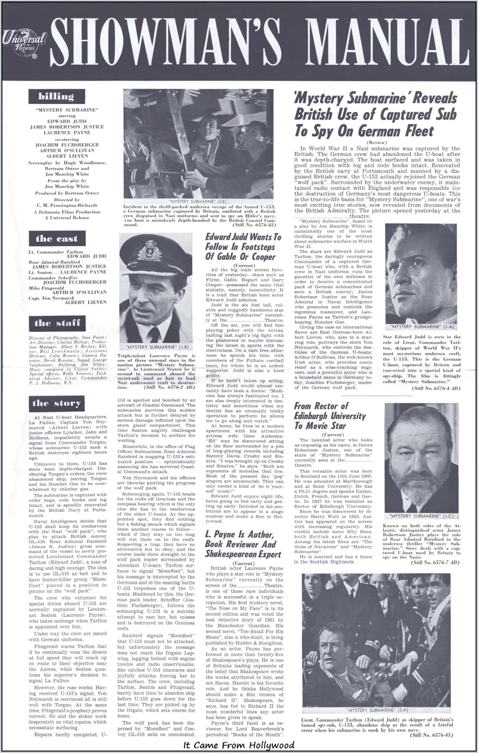 Mystery Submarine movie press Mystery Submarine movie press