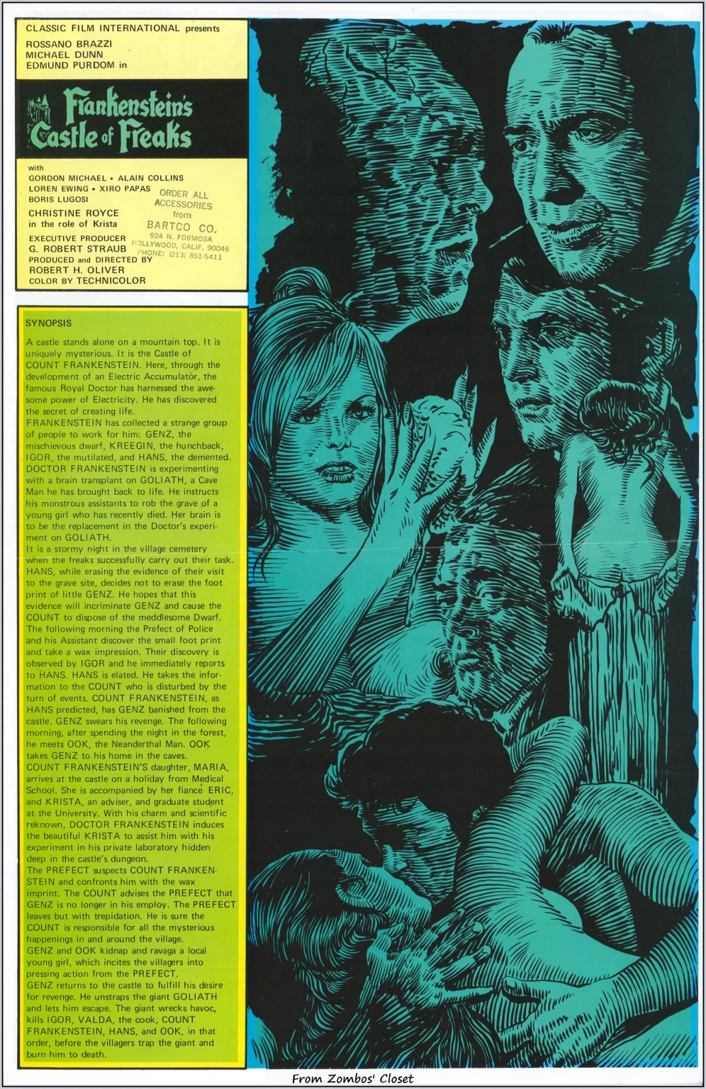 Frankenstein's Castle of Freaks pressbook