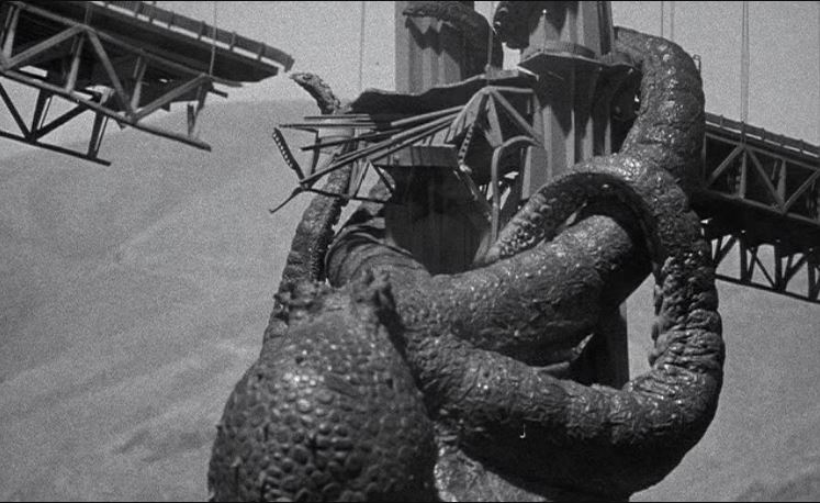 It Came from the Sea monster attacking the golden gate bridge It Came from the Sea monster attacking the golden gate bridge