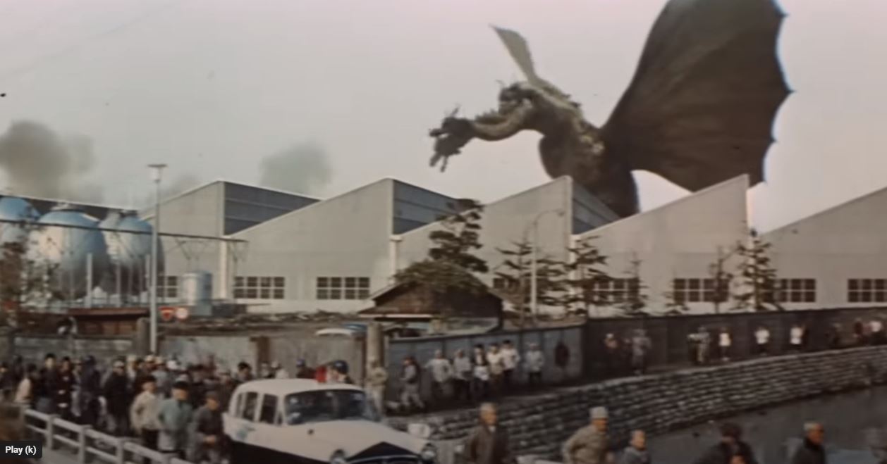 One of the impressive split-screen shots in Monster Zero One of the impressive split-screen shots in Monster Zero