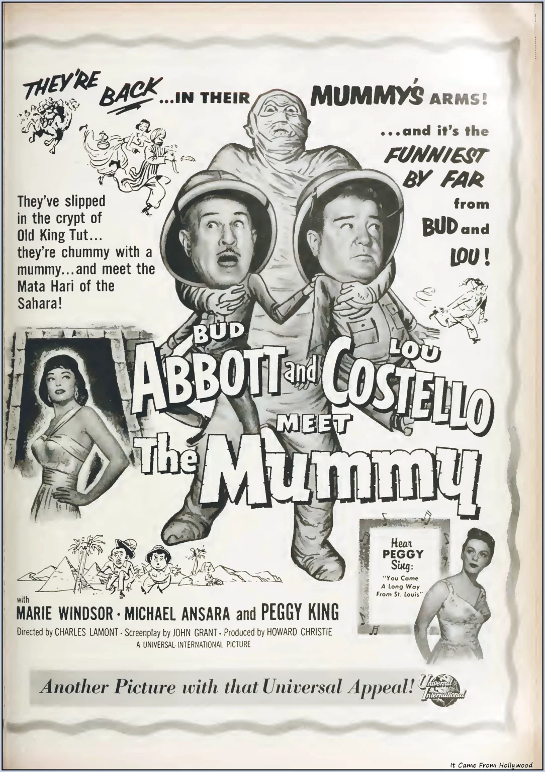 Box Office Magazine trade ad for abbott and costello meet the mummy.