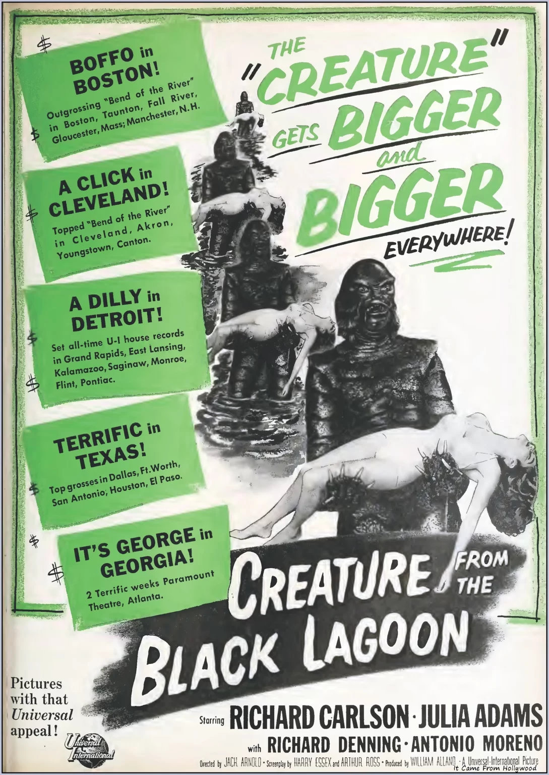 Box Office Magazine trade ad for Creature from the Black Lagoon