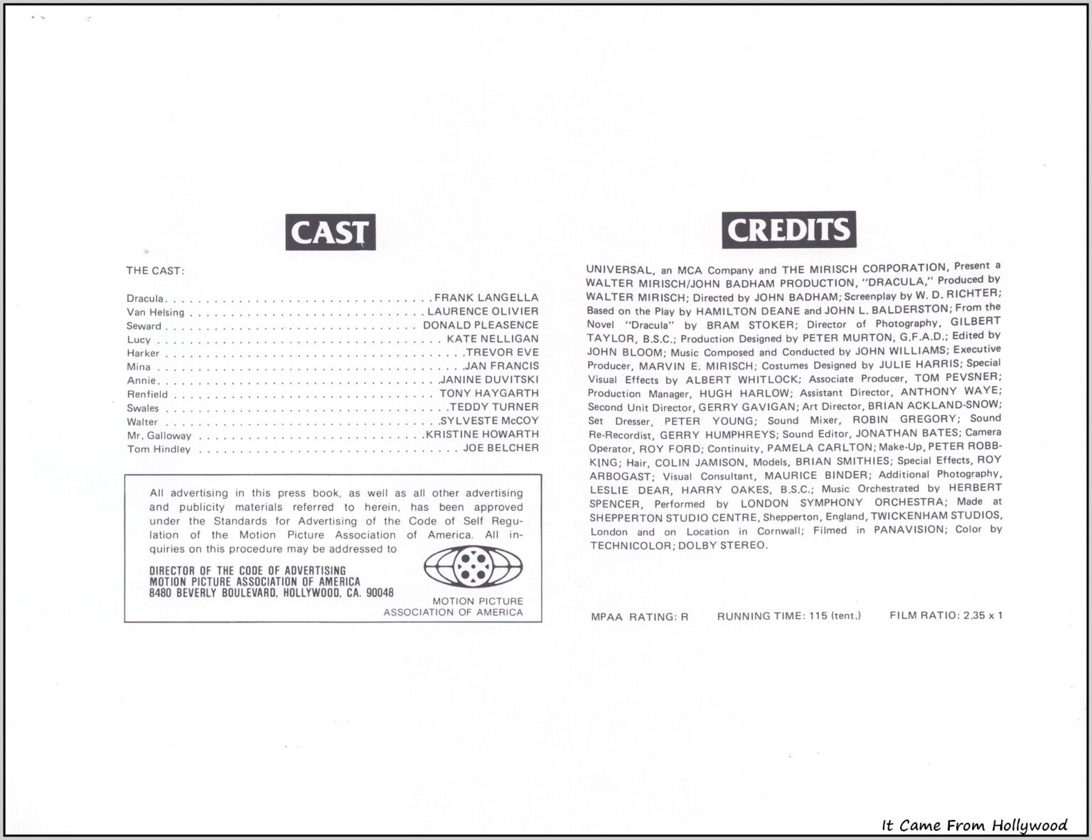 Dracula 1979 pressbook