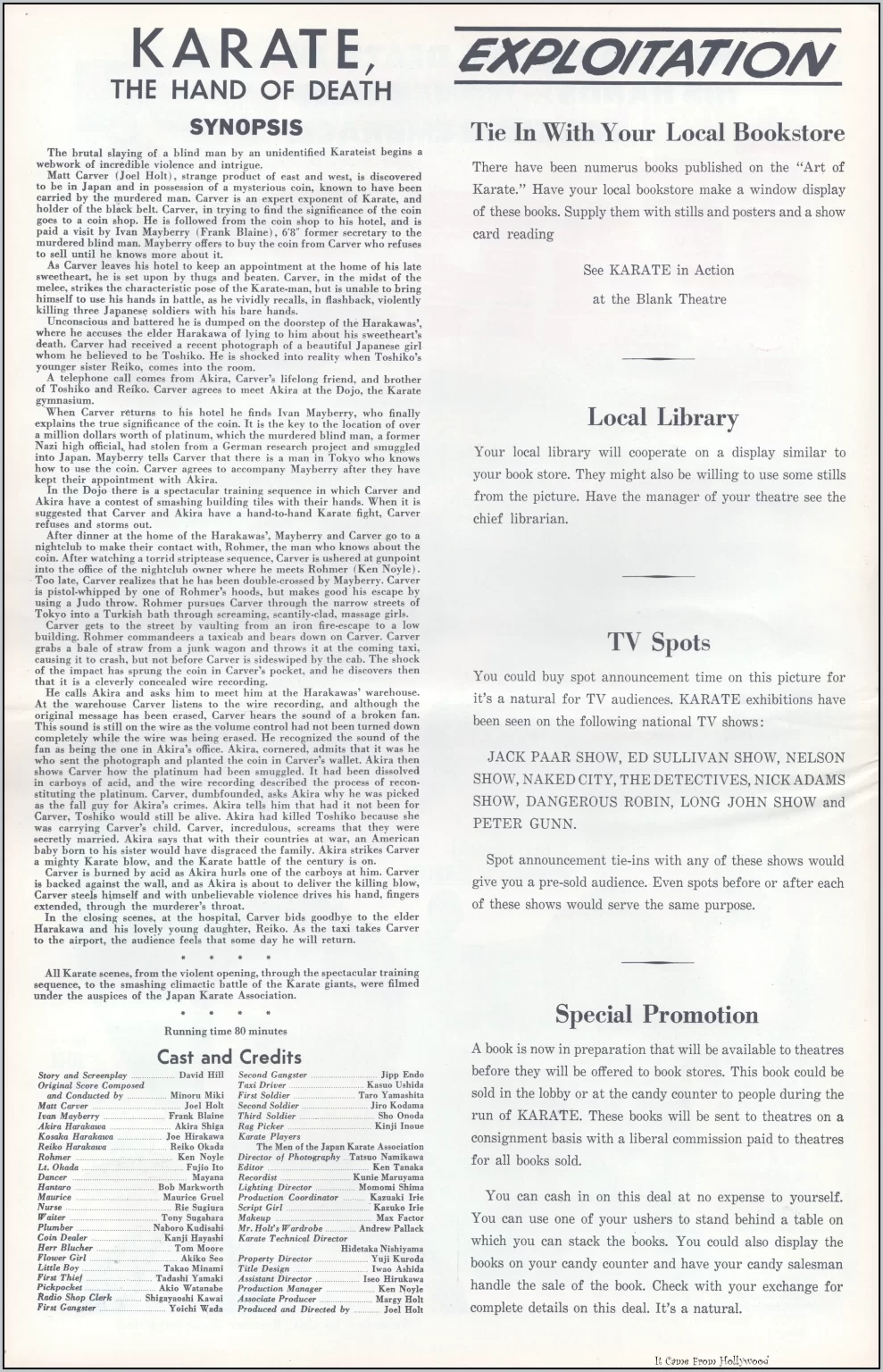 Karate, The Hand of Death Pressbook Karate, The Hand of Death Pressbook