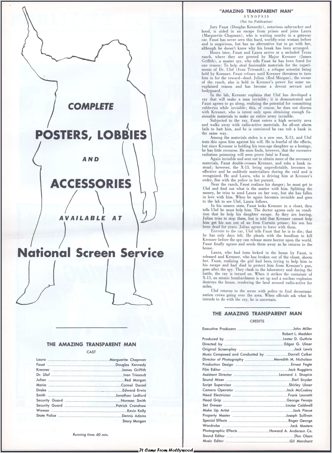 The Amazing Transparent Man pressbook The Amazing Transparent Man pressbook