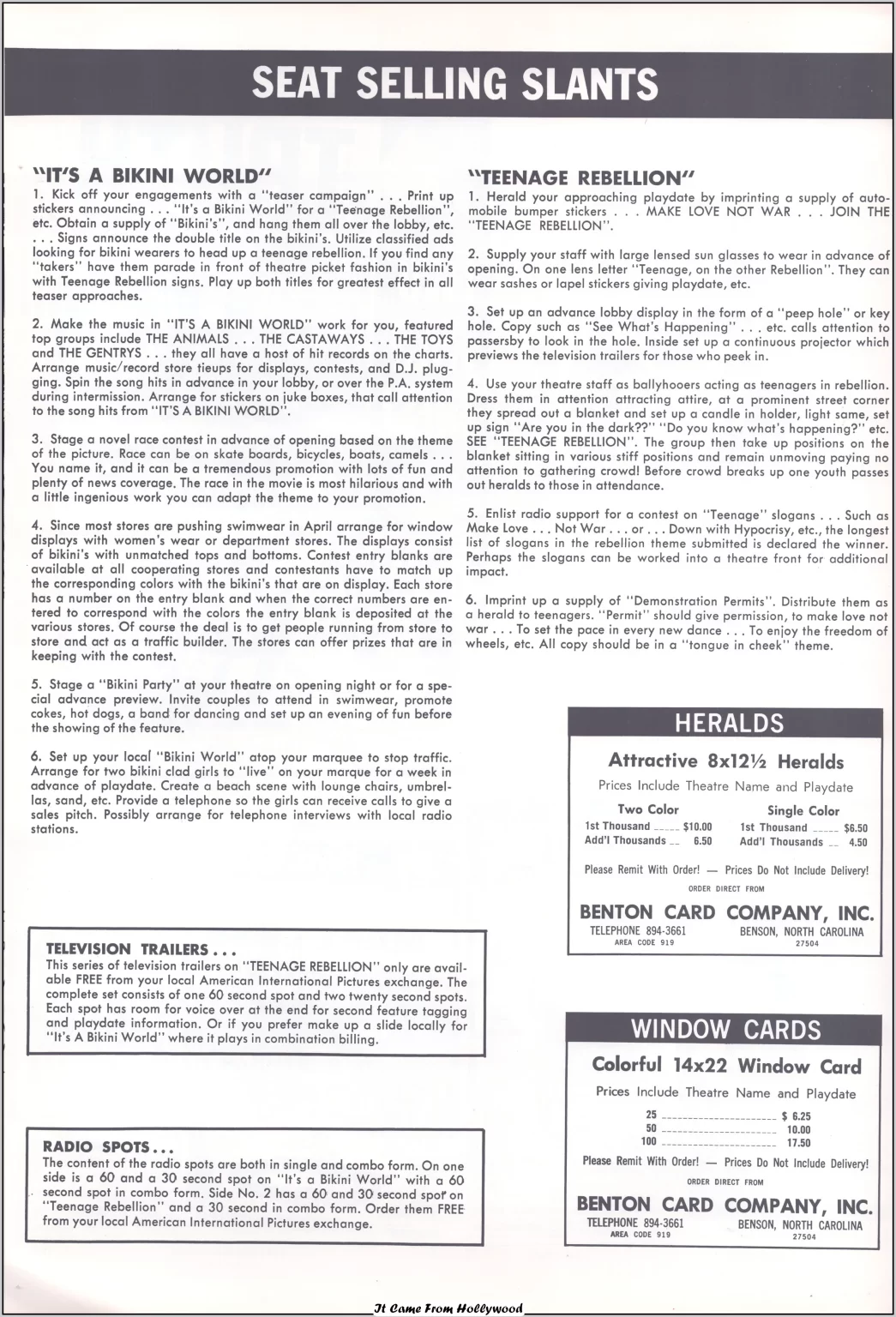 Teenage Rebellion and Its a Bikini World pressbook Teenage Rebellion and Its a Bikini World pressbook