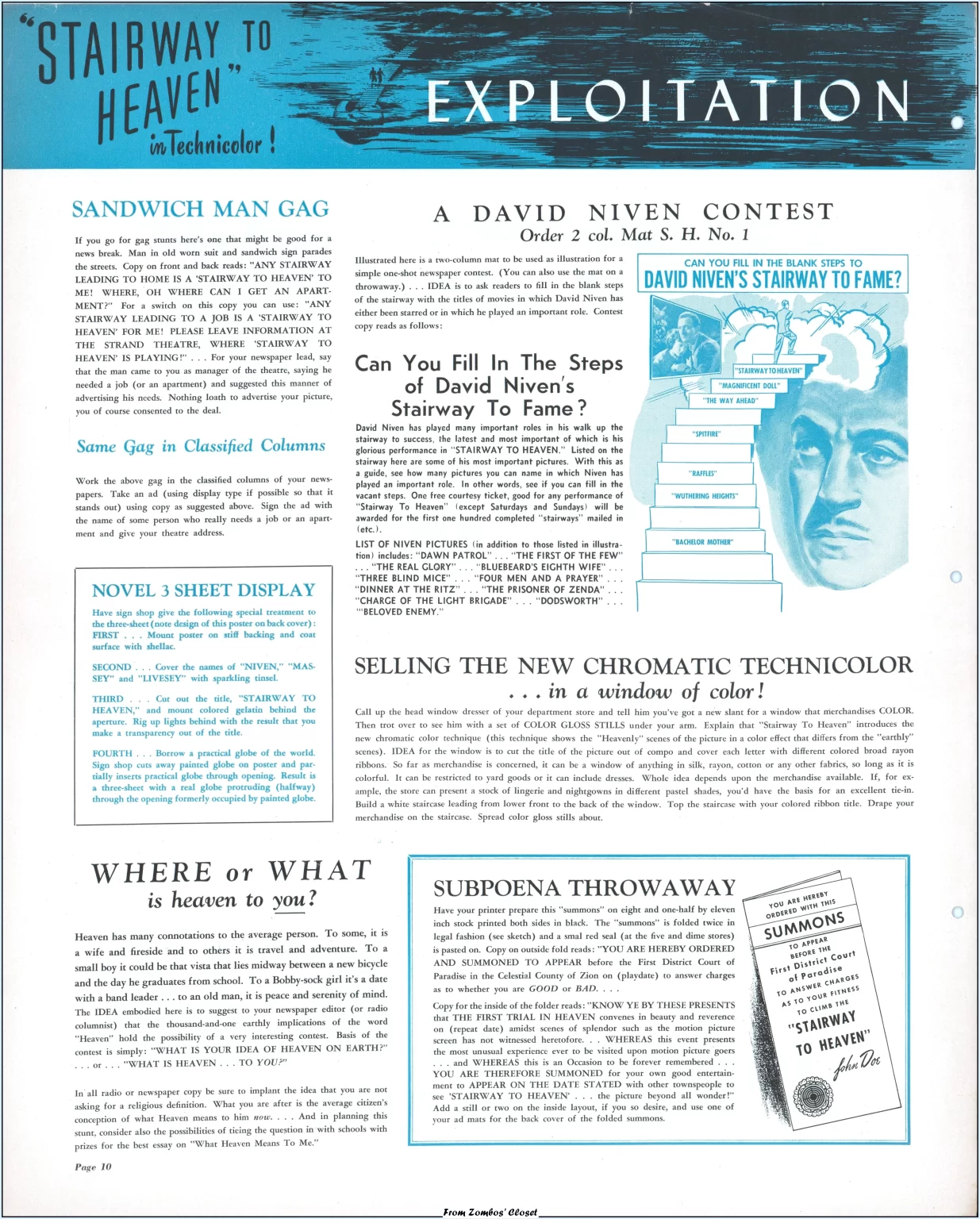 Stairway to Heaven (1946) Pressbook It's Heavenly