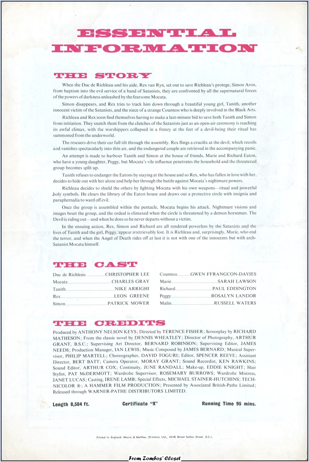 The Devil Rises Out movie pressbook