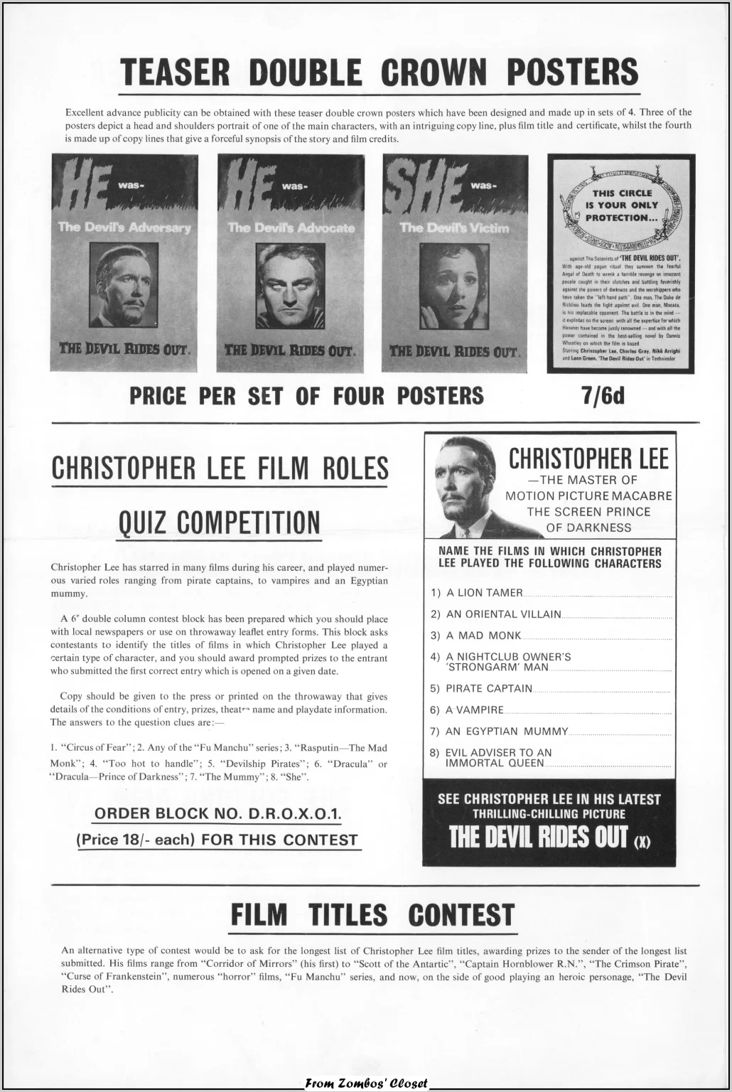 The Devil Rises Out movie pressbook