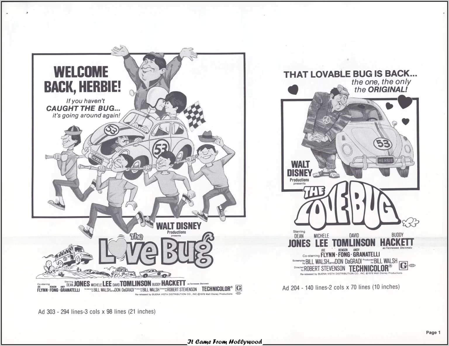 the Love Bug movie ad pad