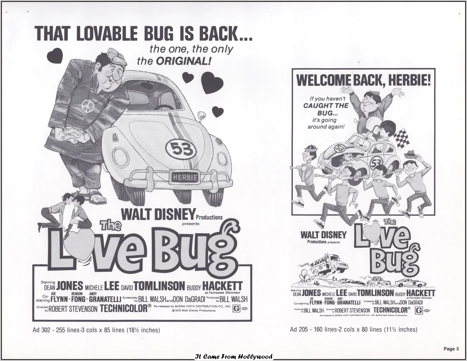 the Love Bug movie ad pad