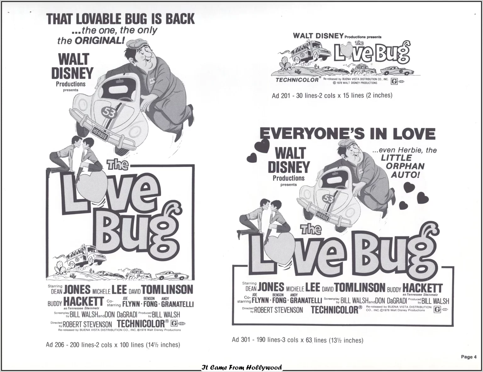 the Love Bug movie ad pad