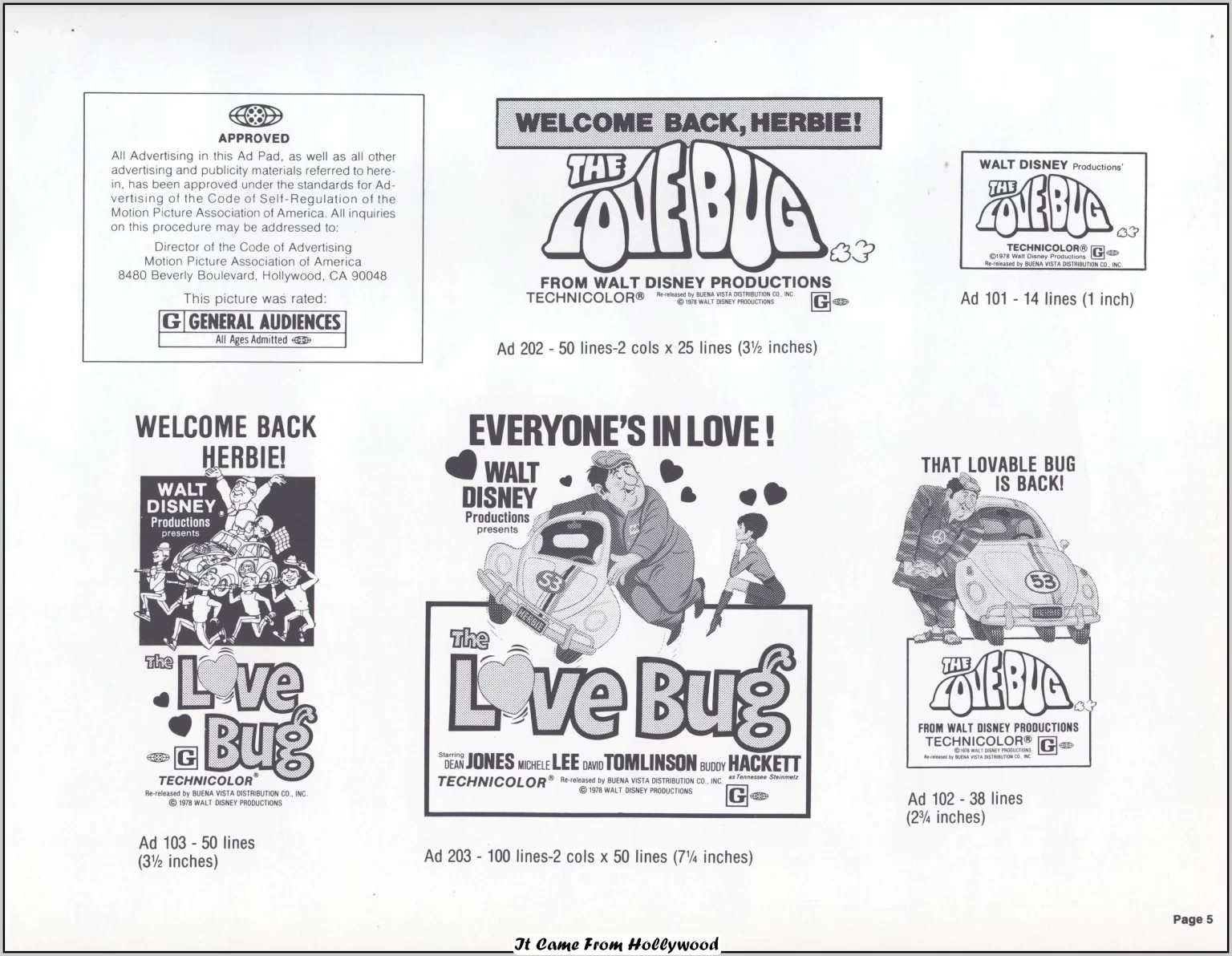 the Love Bug movie ad pad
