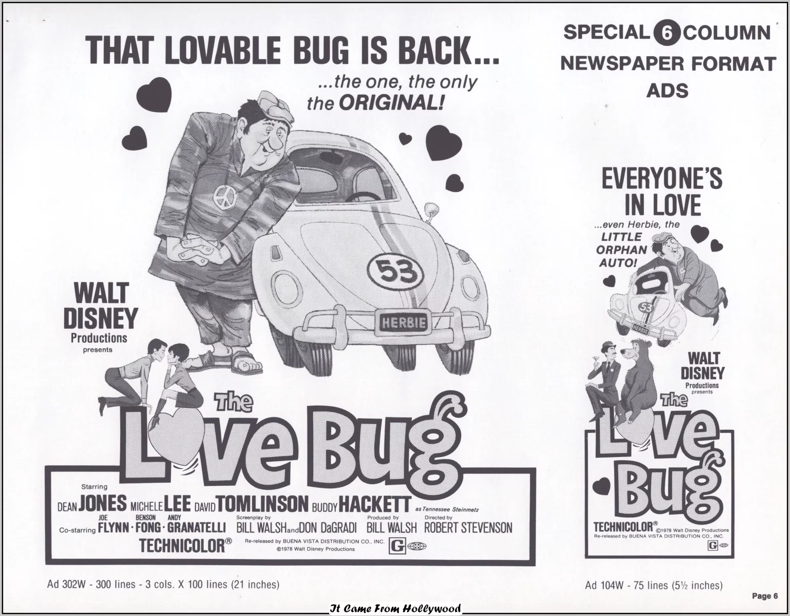 the Love Bug movie ad pad