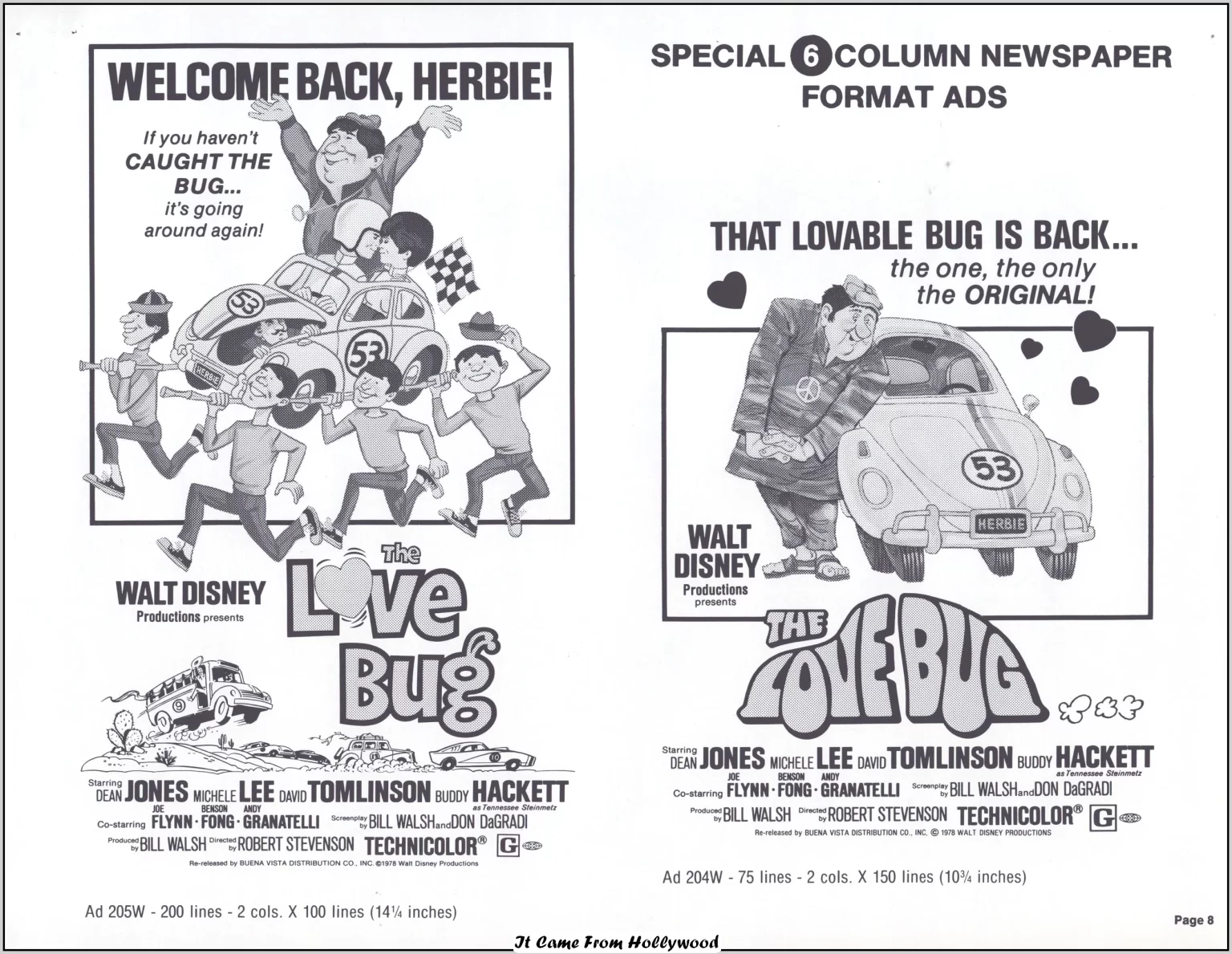 the Love Bug movie ad pad