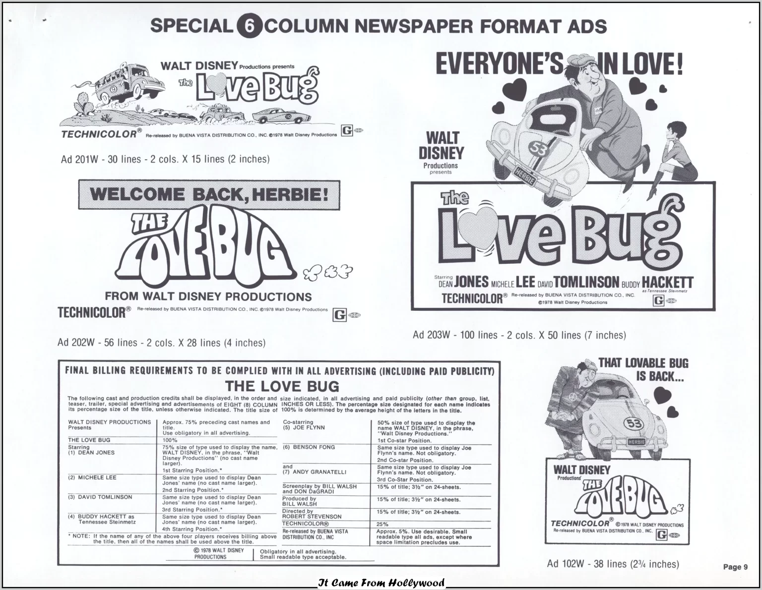 the Love Bug movie ad pad