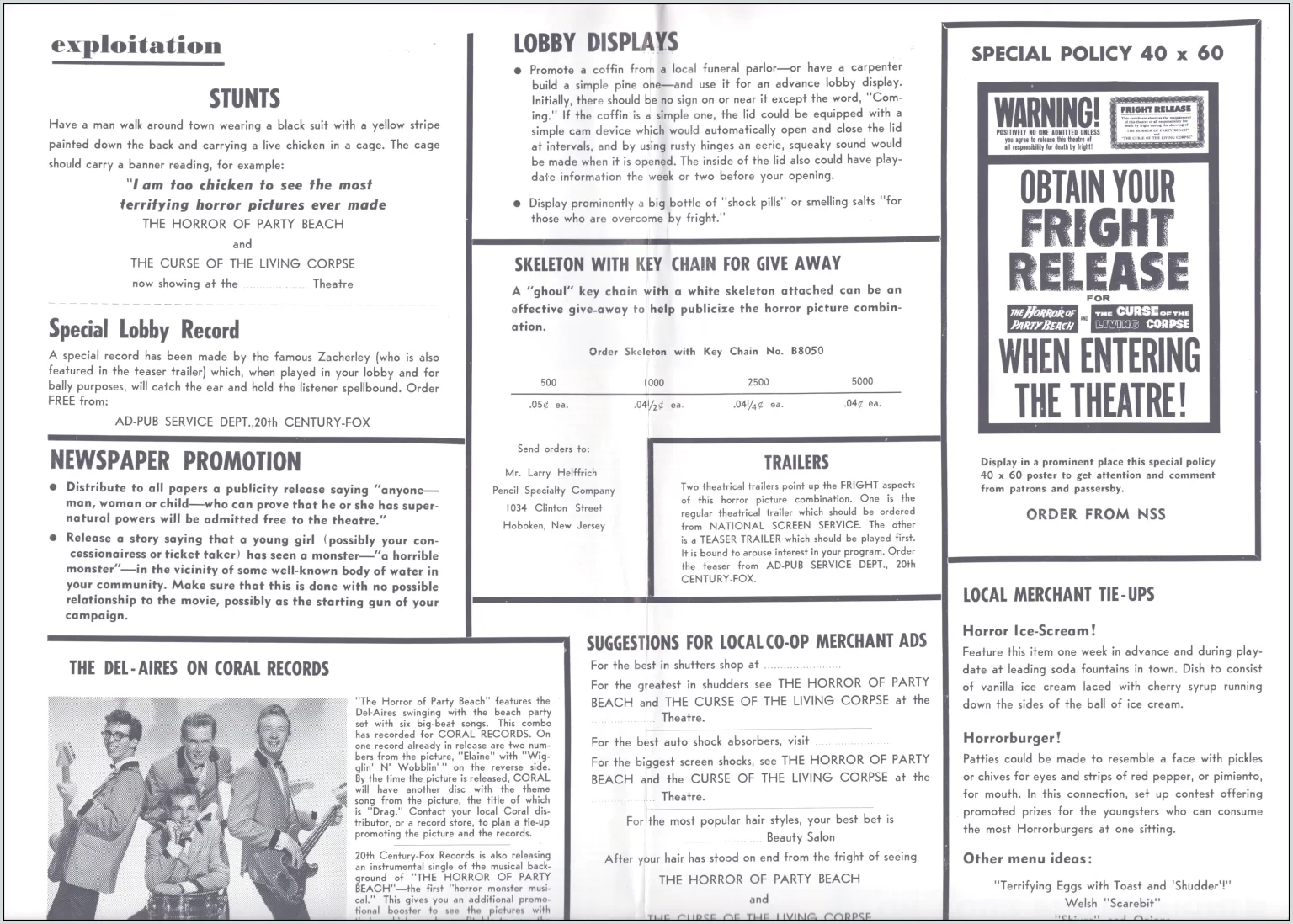 horror of party beach and curse of the living corpse double bill pressbook horror of party beach and curse of the living corpse double bill pressbook
