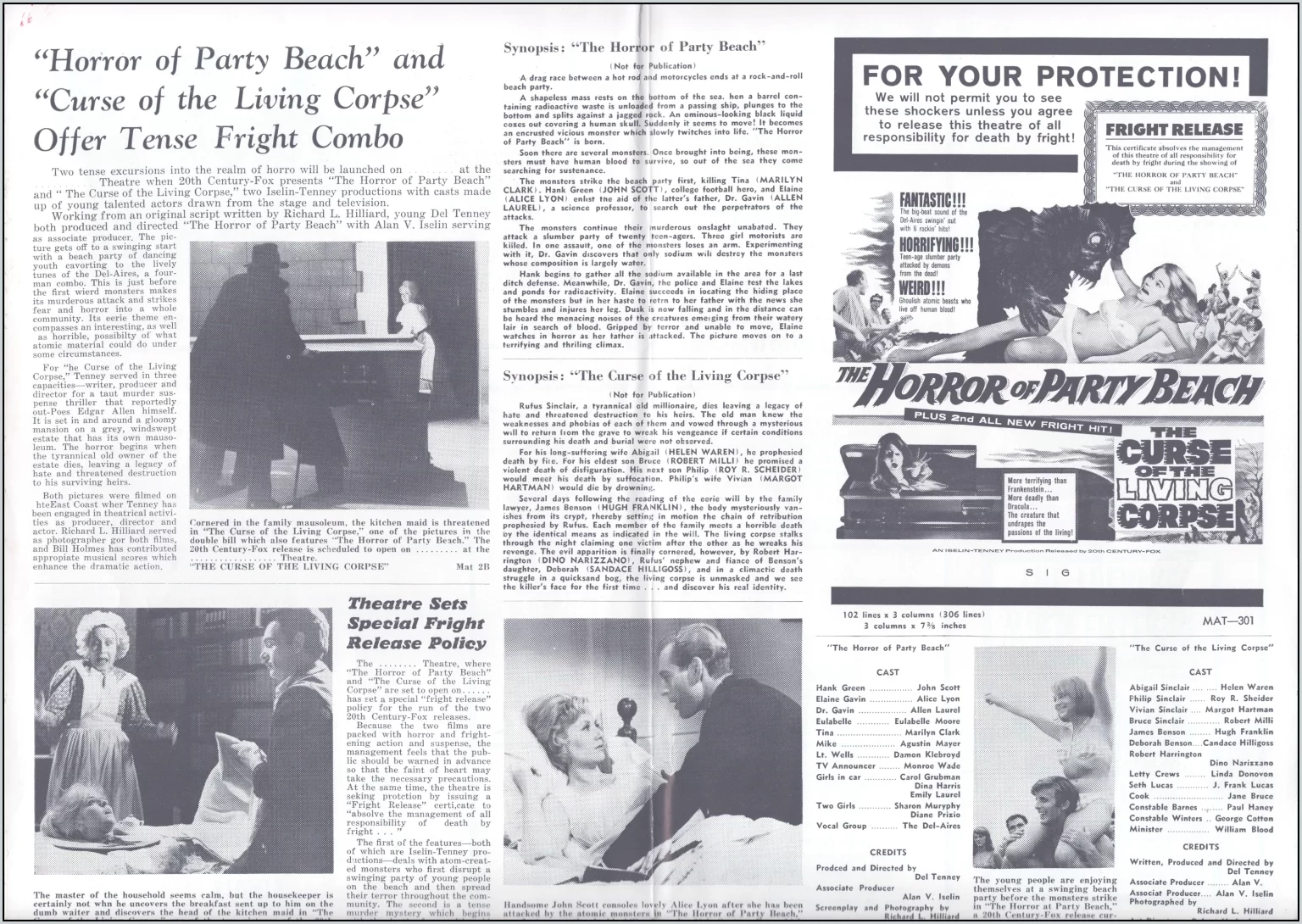 horror of party beach and curse of the living corpse double bill pressbook horror of party beach and curse of the living corpse double bill pressbook
