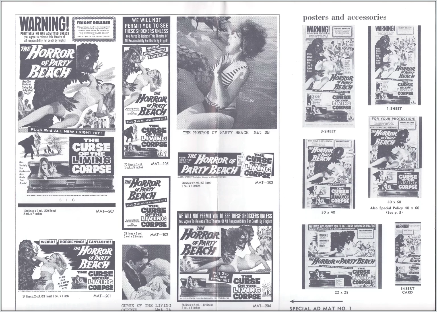 horror of party beach and curse of the living corpse double bill pressbook horror of party beach and curse of the living corpse double bill pressbook