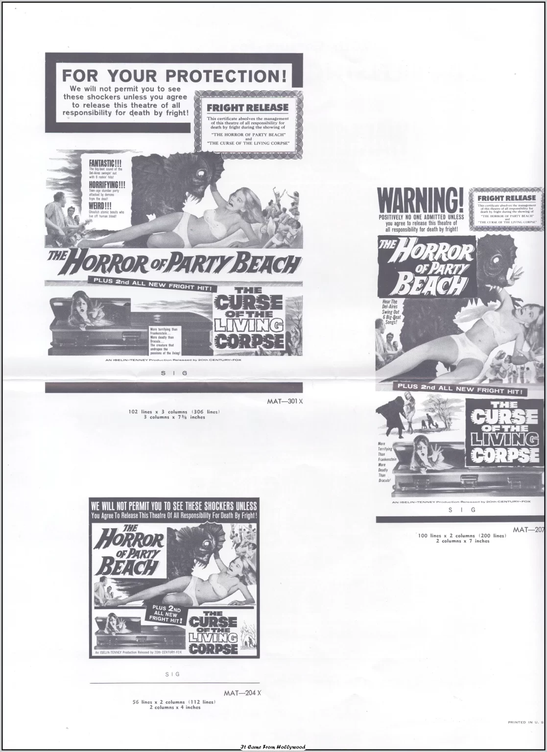 horror of party beach and curse of the living corpse double bill pressbook horror of party beach and curse of the living corpse double bill pressbook