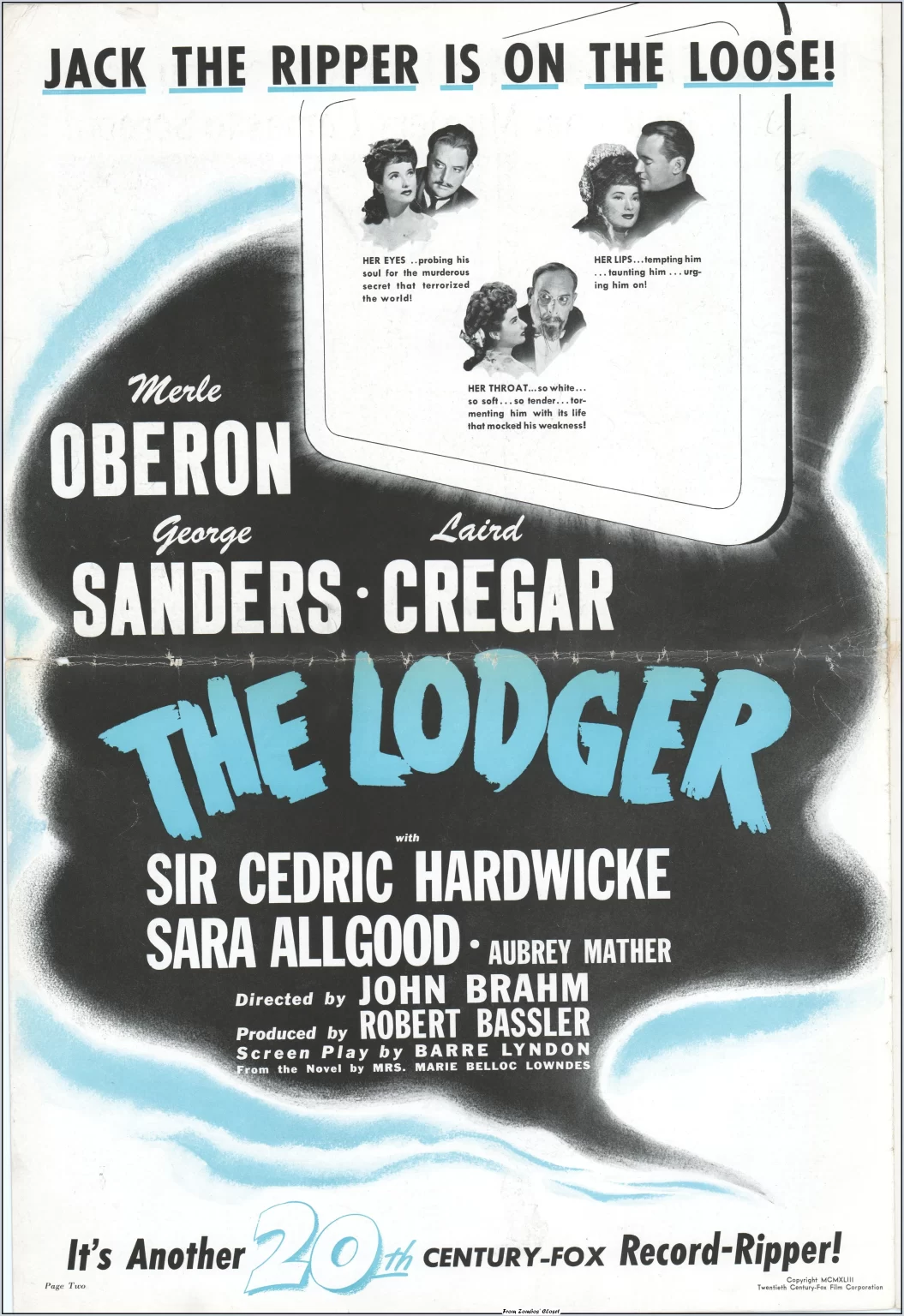 The Lodger 1944 movie pressbook The Lodger 1944 movie pressbook