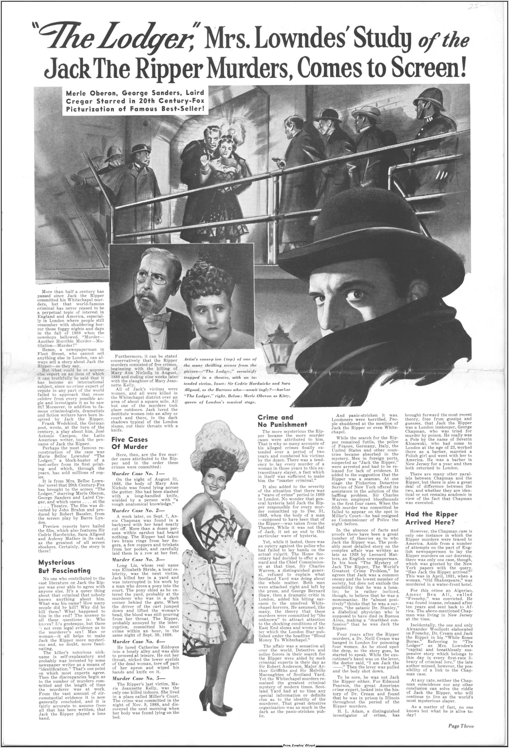 The Lodger 1944 movie pressbook The Lodger 1944 movie pressbook