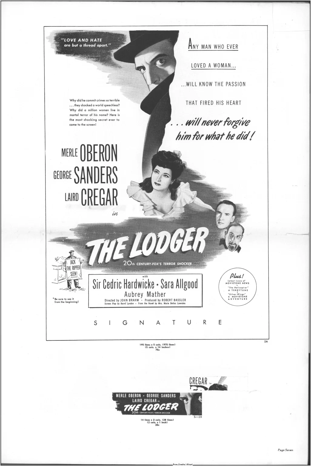 The Lodger 1944 movie pressbook The Lodger 1944 movie pressbook