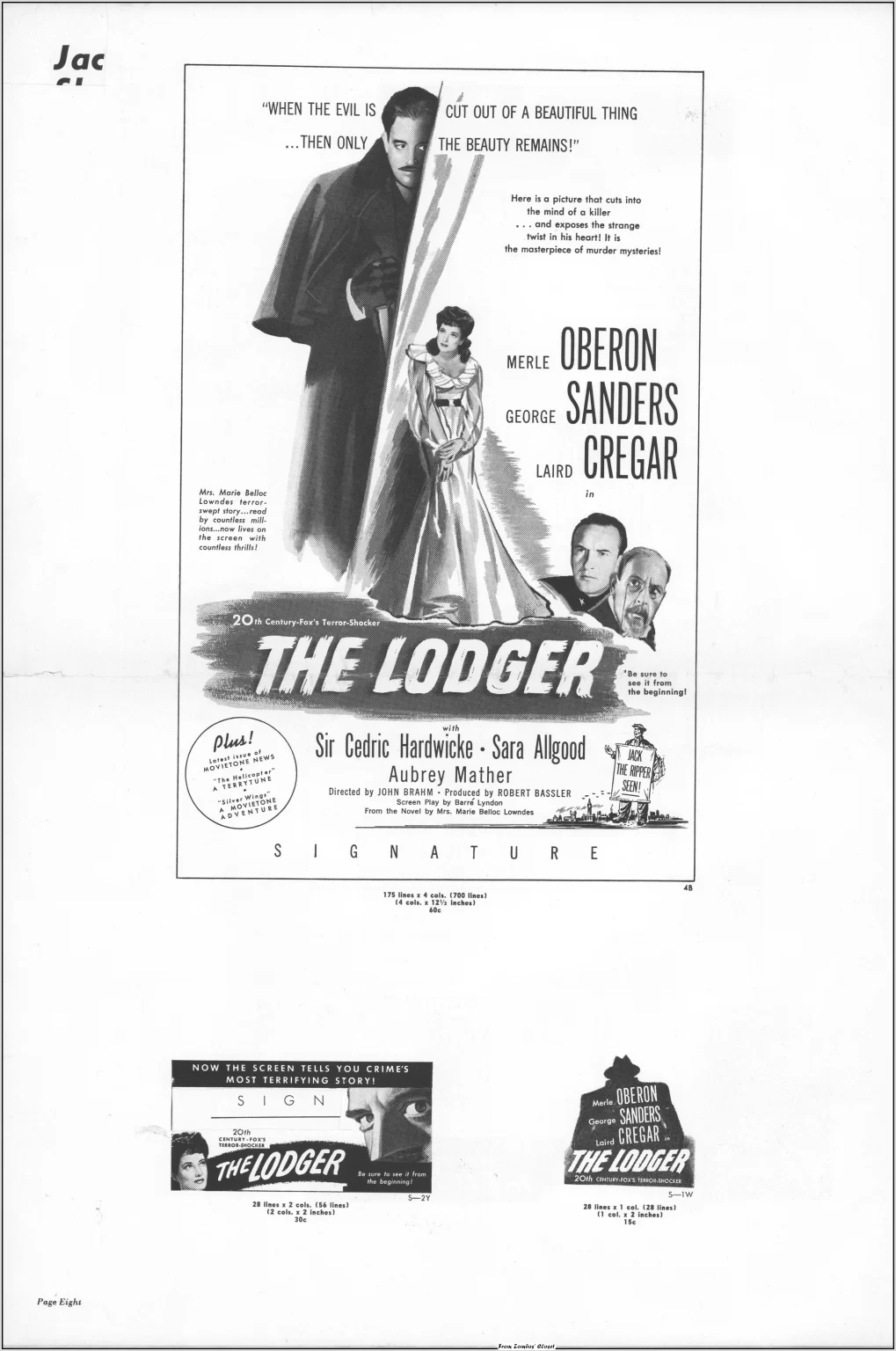 The Lodger 1944 movie pressbook The Lodger 1944 movie pressbook