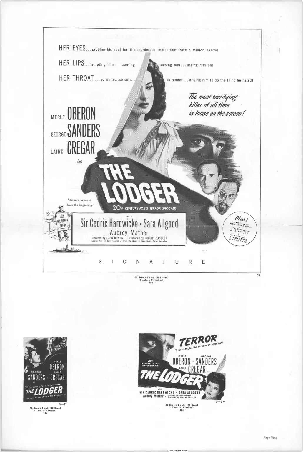 The Lodger 1944 movie pressbook The Lodger 1944 movie pressbook