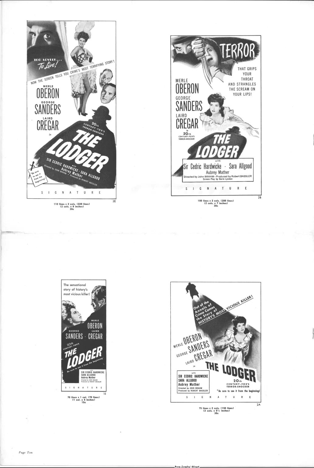 The Lodger 1944 movie pressbook The Lodger 1944 movie pressbook