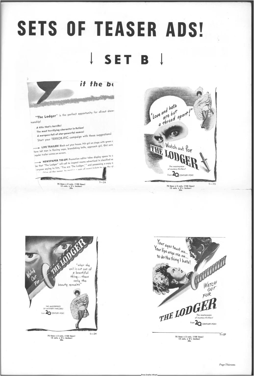 The Lodger 1944 movie pressbook The Lodger 1944 movie pressbook