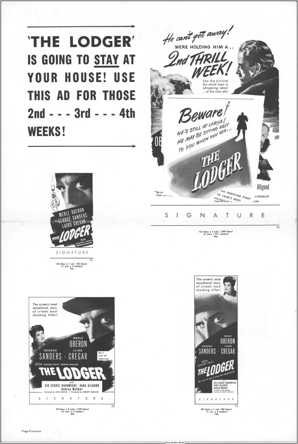 The Lodger 1944 movie pressbook The Lodger 1944 movie pressbook