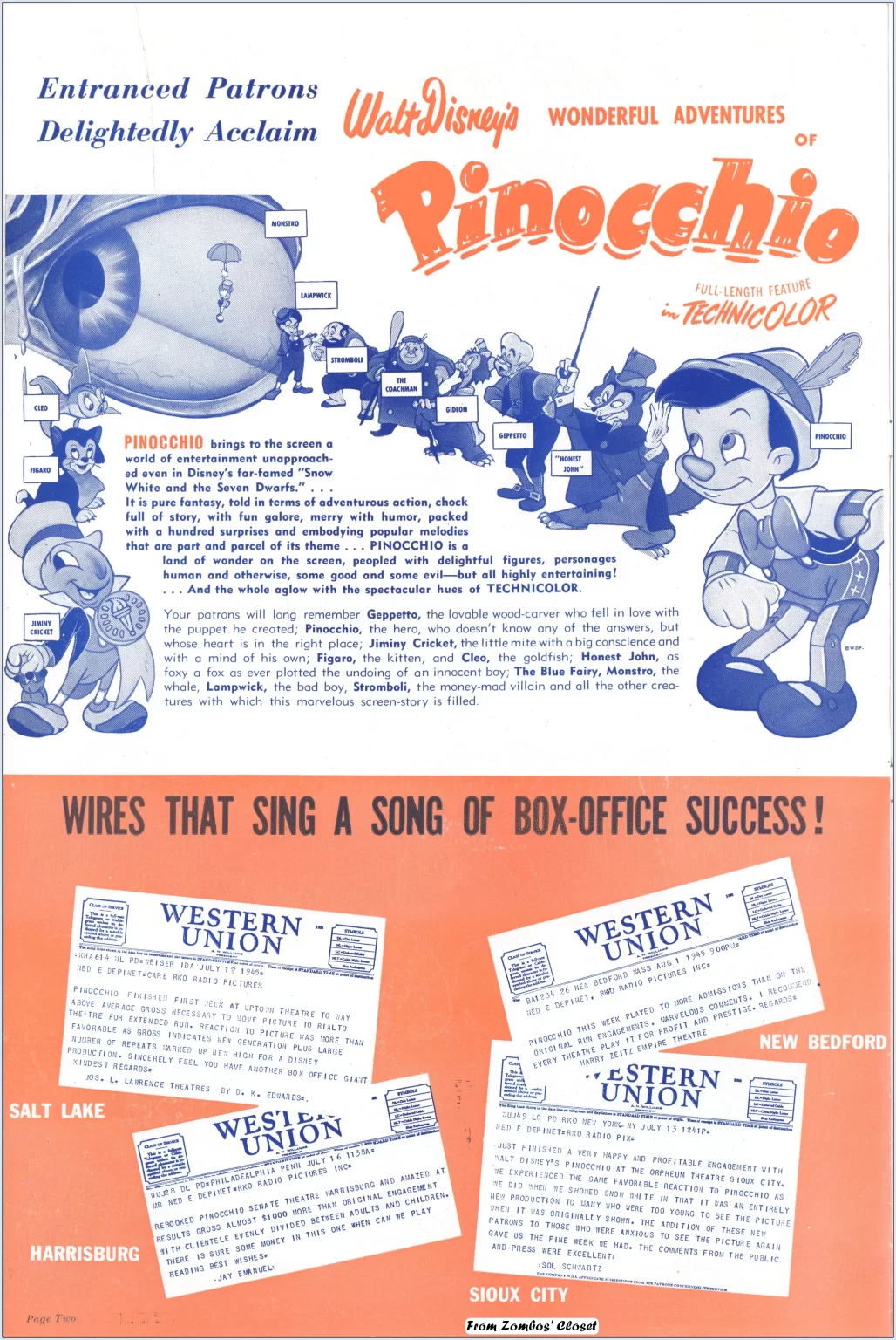 Pinocchio 1945 re-release pressbook