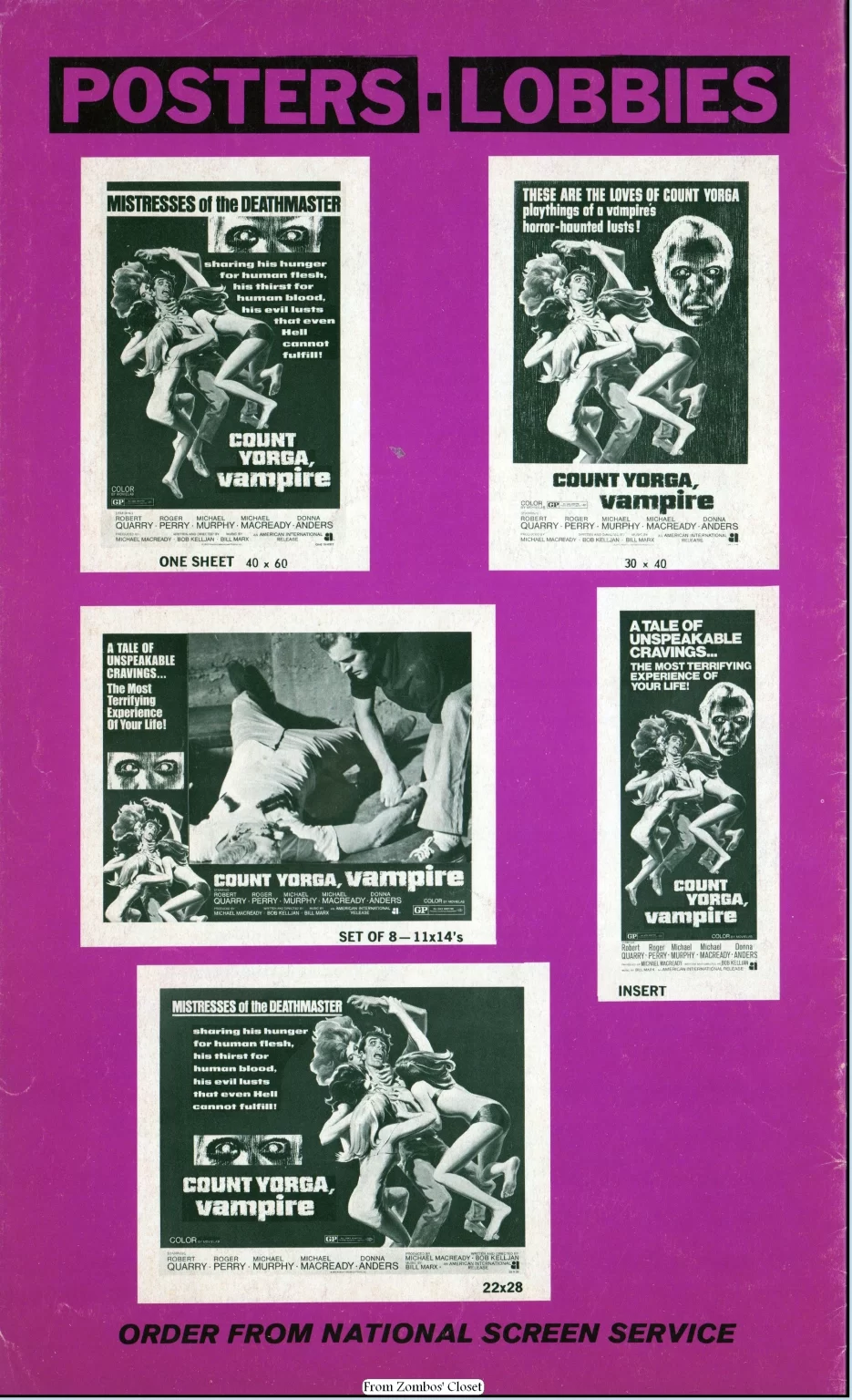 Count Yorga Vampire Pressbook