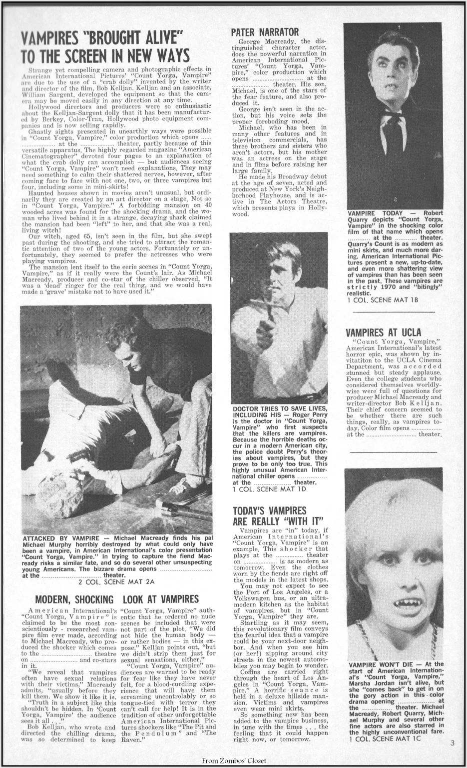 Count Yorga Vampire Pressbook