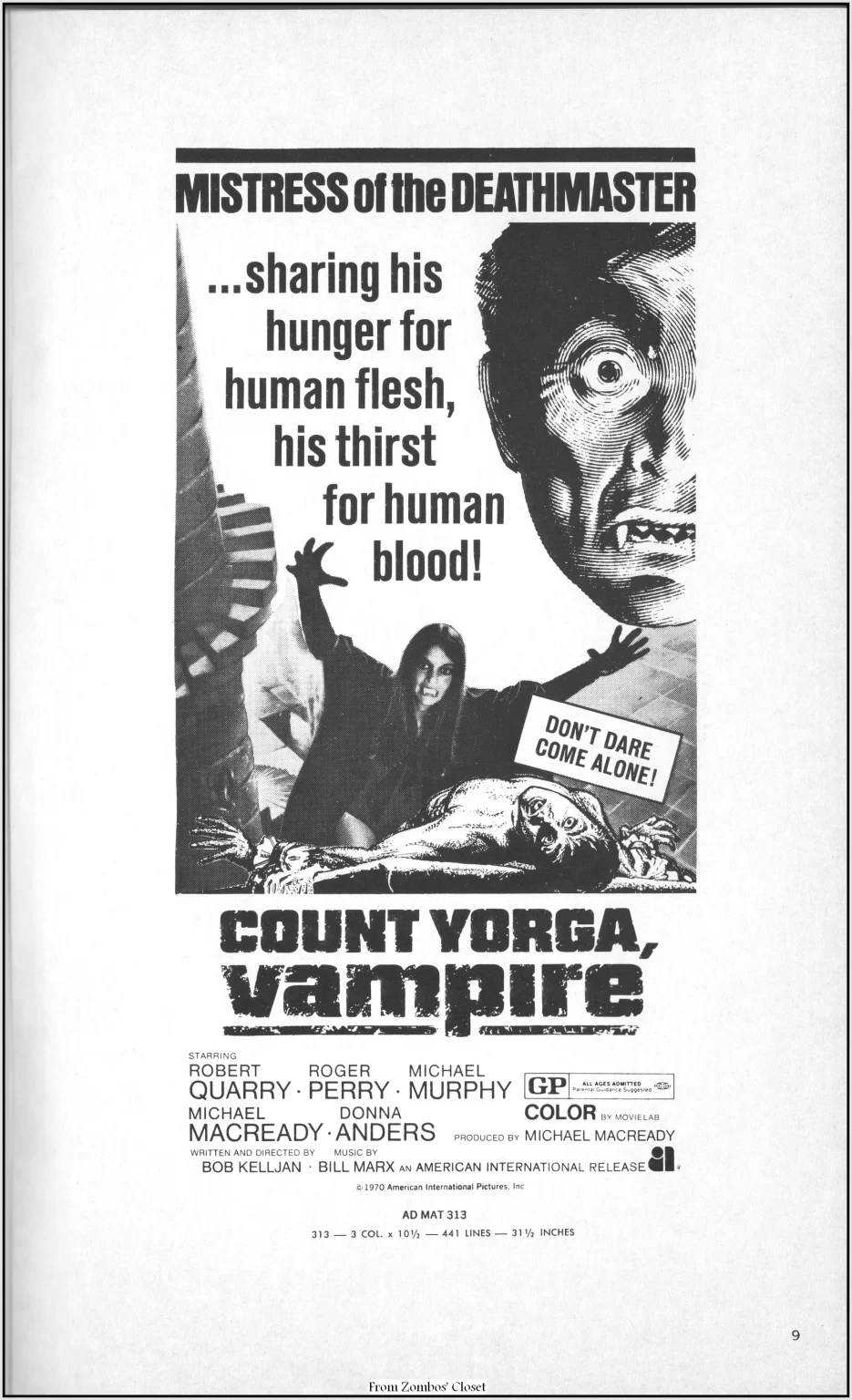Count Yorga Vampire Pressbook