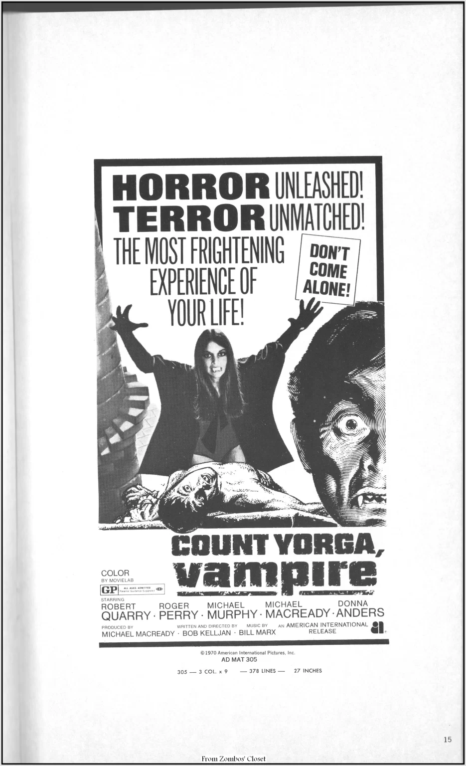 Count Yorga Vampire Pressbook