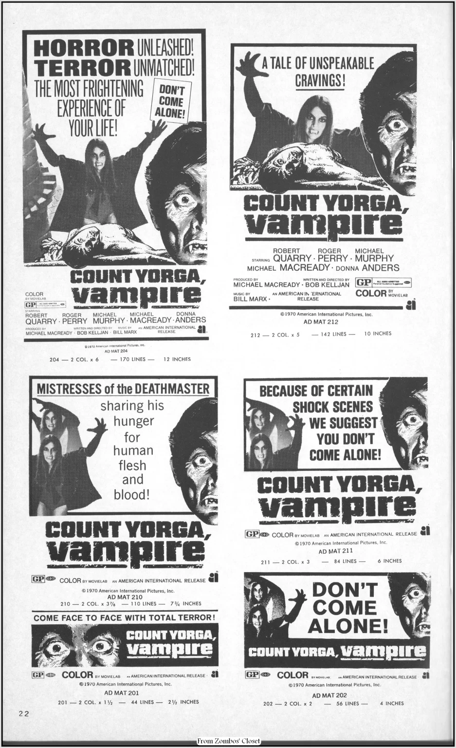 Count Yorga Vampire Pressbook