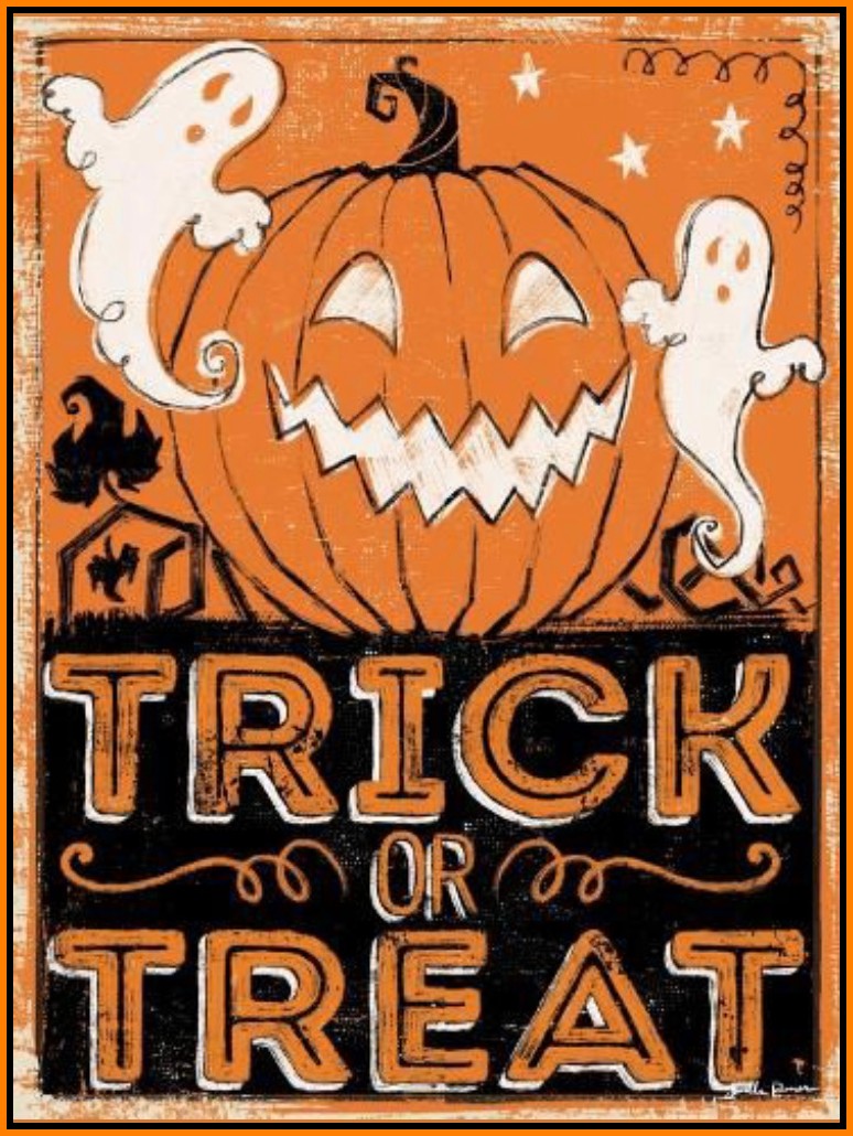 Trick or Treat with a pumpkin and ghosts. Trick or Treat with a pumpkin and ghosts.