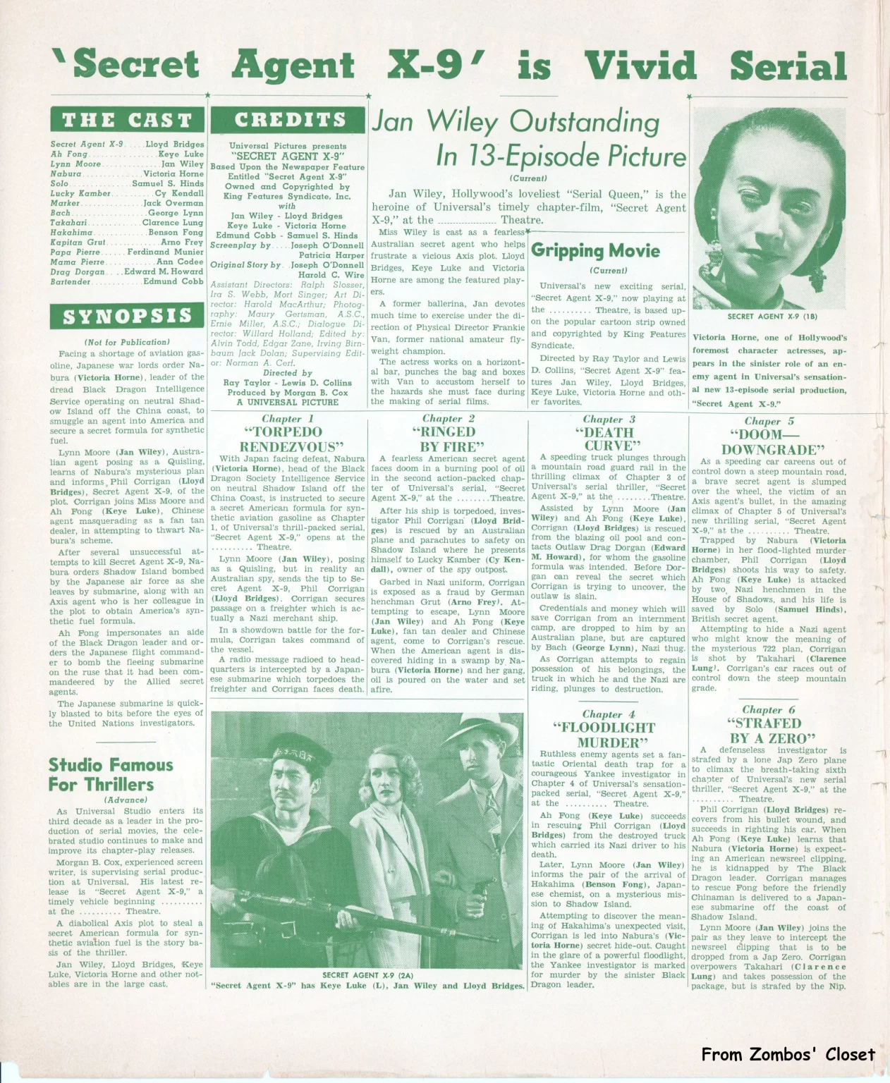 Secret Agent x-9 movie serial pressbook, 1945 Secret Agent x-9 movie serial pressbook, 1945