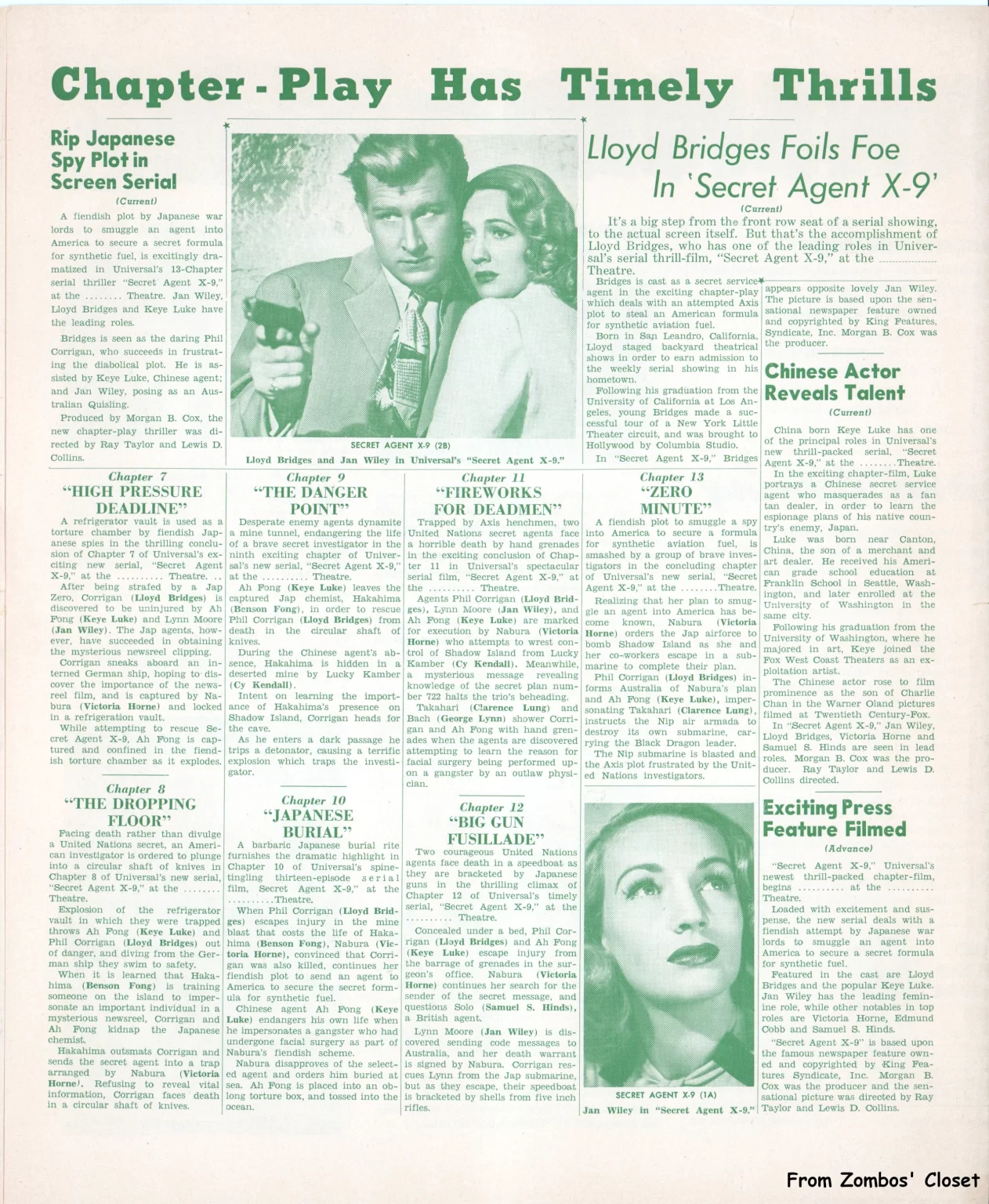 Secret Agent x-9 movie serial pressbook, 1945 Secret Agent x-9 movie serial pressbook, 1945