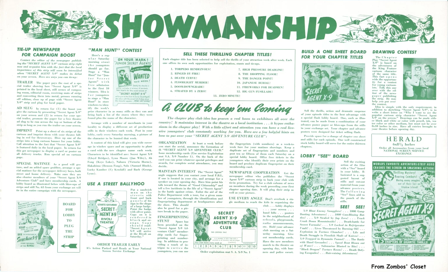 Secret Agent x-9 movie serial pressbook, 1945 Secret Agent x-9 movie serial pressbook, 1945