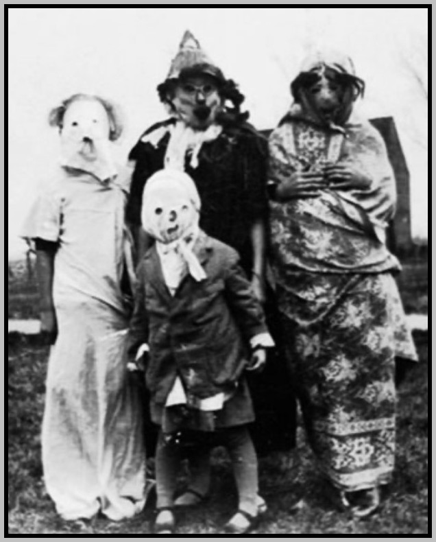 Granny Creech with Uncle Edgar’s brain: Wanna touch it? Granny Creech Halloween Picture showing weird and creepy costumes.