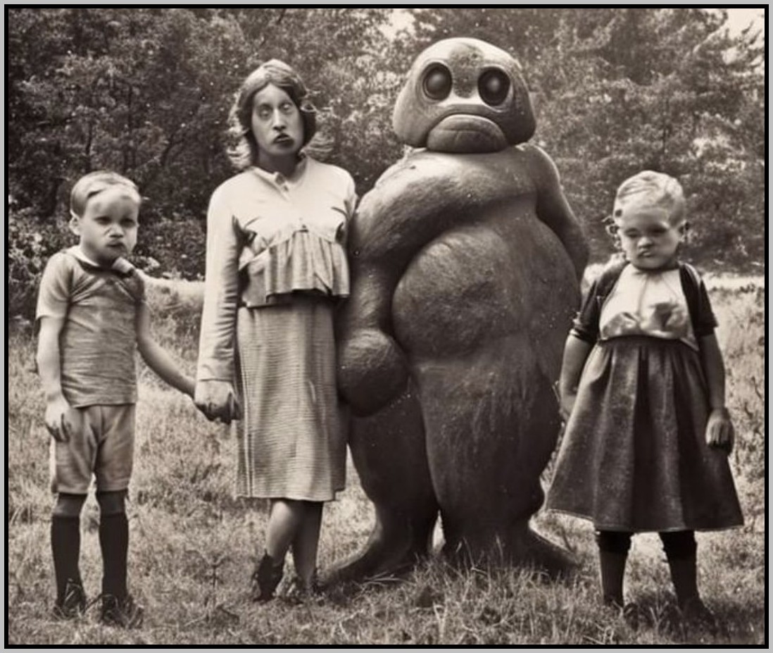 Granny Creech with Uncle Edgar’s brain: Wanna touch it? Granny Creech Halloween Picture showing weird and creepy costumes.