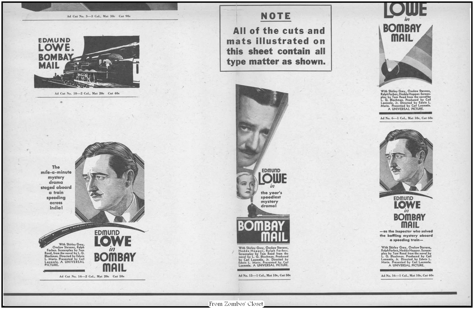 Bombay Mail 1934 Movie Pressbook Supplement